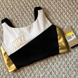 Nike Sports Bra Black White & Gold Size Small New With Tags